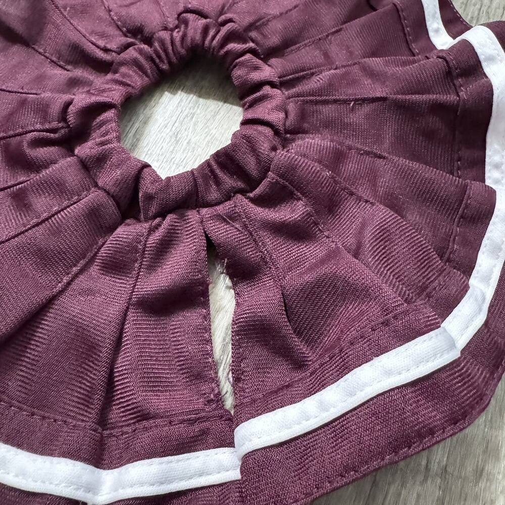 Build-a-Bear Cheer Cheerleader Maroon White Pleated Skirt Burgundy